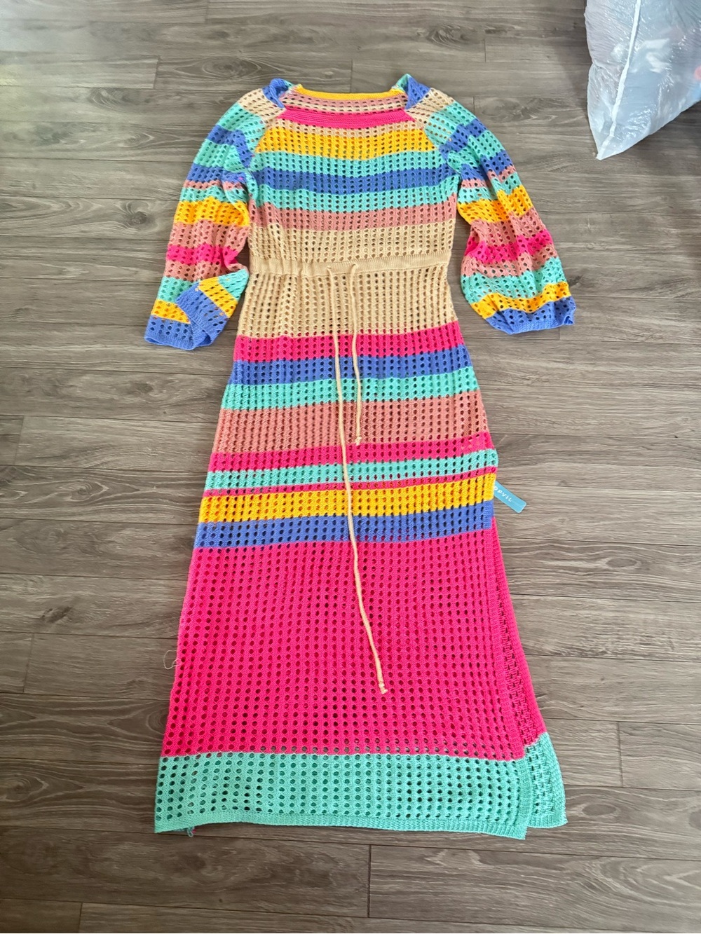 Colorful Crochet Maxi Dress - Bright Stripe Pattern
